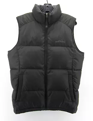Eddie Bauer Jacket Men Small Black Vest Goose Down Puffer Quilted Coat Bubble • $44.99