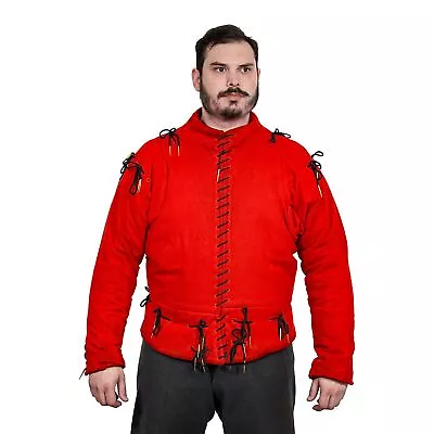 Arming Doublet Canvas Cotton Medieval 15th Century Viking Handmade Pourpoint Red • $129.95