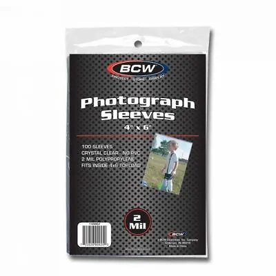 (100-Pack) BCW 4  X 6  Photograph Sleeves Card Pictures Postcards Archival Safe • $3.99
