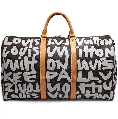 Louis Vuitton Keepall 50 Monogram Graffiti Boston Bag Brown X White M92197 #02 • £2084.69