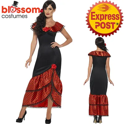 CA198 Flamenco Senorita Spanish Mexican Dancer Saloon Can Can Dress Up Costume • $36.35