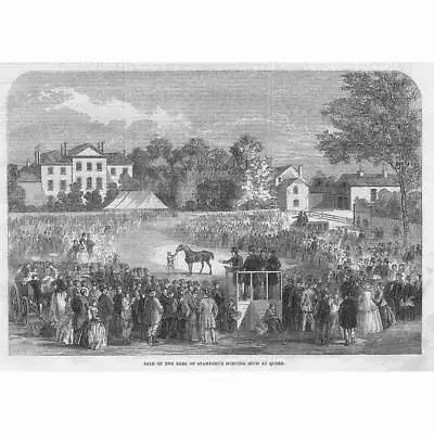 MELTON MOWBRAY Sale Of Earl Of Stamford Hunting Stud At Quorn Antique Print 1863 • £9.99