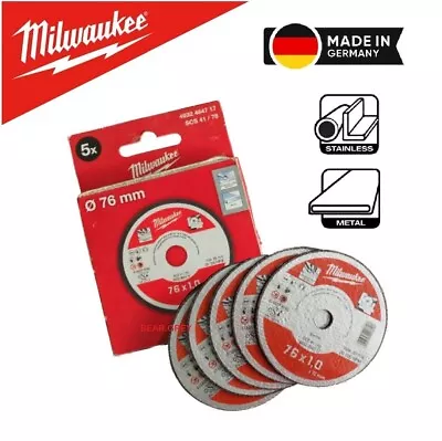 Milwaukee 76mm Cutting Discs X5 Thin 1mm Mini Disc Stainless Steel Inox Metal • £11.79