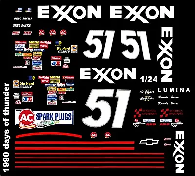 #51 Rowdy Burns Exxon 1990 1/18th Scale Waterslide Nascar Decals • $13.99