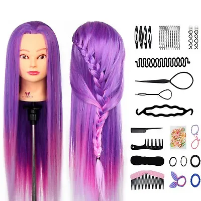 26''-28'' Training Head Dreamy Purple Hairdressing Practice Mannequin With Clamp • £16.99