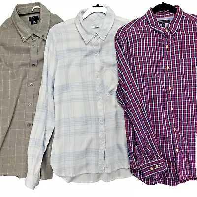 Lot Of 3 Long Sleeve Button Up Shirts Mens M Dress Casual DKNY COLE Banana Rep. • $6.32