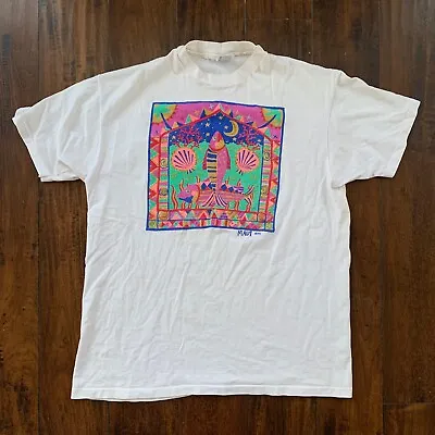 Maui Hawaii Vintage T Shirt Anvil Colorful Abstract Art Fish Love Hipster 90s  • $7.50