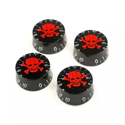 $7.99 • Buy 4 X Speed Knobs Hatbox Guitar Knobs - Amber Gold With Red Skull Mark 