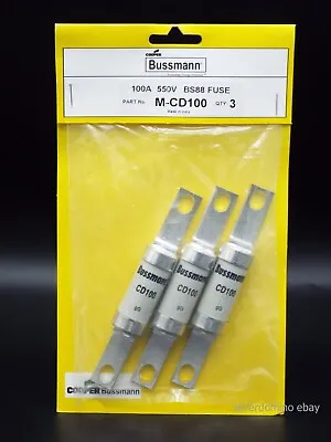 £9.95 • Buy 3 X Bussmann CD100 BS88 100A 550VAC Fuses