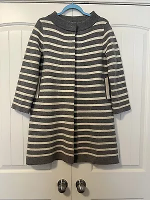 J. CREW Women's Wool Cashmere Side Pockets Striped Cardigan Coat Size M • $32