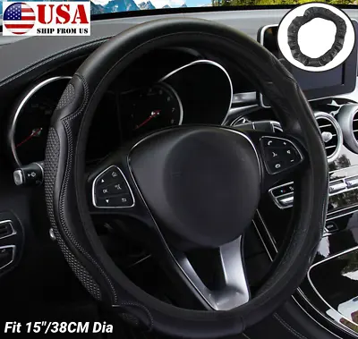14.5 -15  Leather Car Steering Wheel Anti-Slip Cover Grip Trim Accessories Black • $14.89