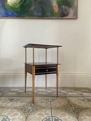 A Continental 2 Tier Mid Century Side Or Bedside Table C1950s Mahogany And Maple • £175