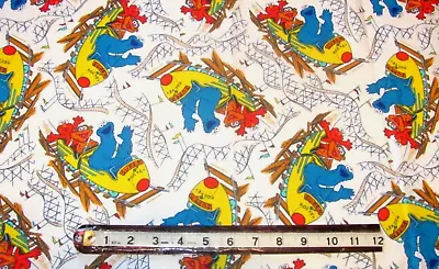 13 X 42  Sesame Street Roller Coaster Cookie Monster Elmo On White Cotton Fabric • $2.84