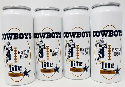 4 Miller Lite 16 Oz Dallas Cowboys Metal Tumbler Cup Est D 1960 HTF • $39.99