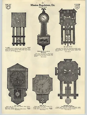 1916 PAPER AD Mission Style Wall Regulator Clocks Solid Oak Flemish 8 Day Lever • $14.97