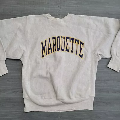 Vintage Champion Marquette University Reverse Weave Gray Sweatshirt Mens Size M • $99.95