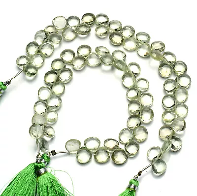 Natural Gem Green Amethyst Prasiolite 9mm Size Faceted Heart Shape Beads 8.5  • $16.40