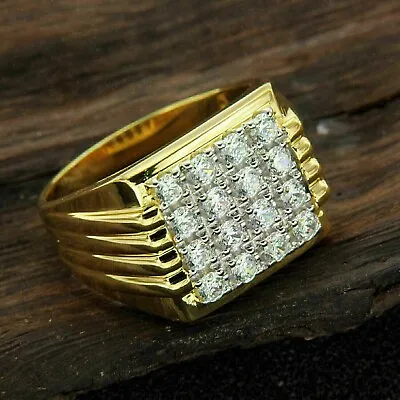 0.70Ct Round Cut Lab Grown Diamond Men's Wedding Ring Solid 10K Yellow Gold • $1465.46