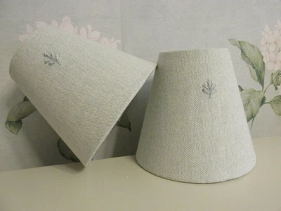 £25 • Buy Handmade Candle Clip Lampshade Susie Watson Embroidered Leaf Duck Egg