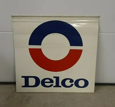 Original Vintage Delco AC Delco Double Sided Metal Sign Sidewalk Hanging NICE !! • $130