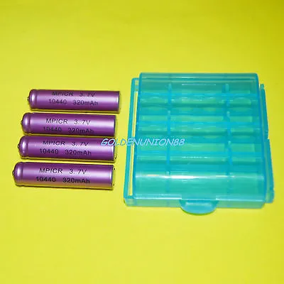 4PC ICR10440 3.7V 320mAh Li-ion AAA Size 10440 Battery + 1PC Plastic Case • $7.78