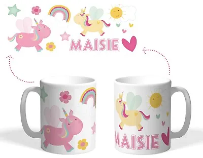 Personalised Printed Plastic Mug Unbreakable Children's Cup! Pretty Unicorn  • £9.79
