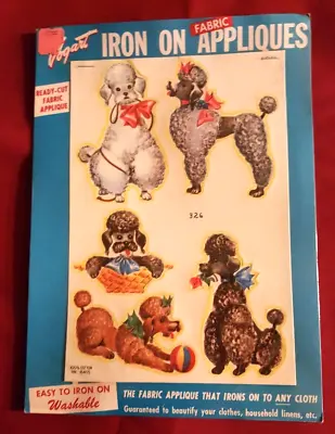 Vtg NEW 1953 Vogart  Iron On Fabric Appliques Various Poodle Dogs UNOPENED #326 • $15