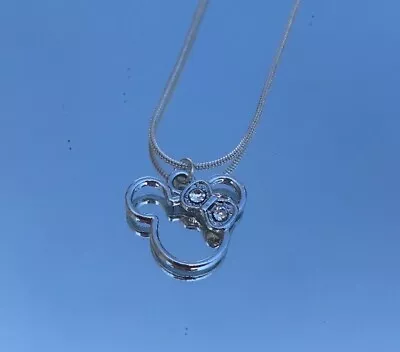 Silver Minnie Mouse CZ Charm Pendant On A Silver Snake Necklace Chain!! • $9