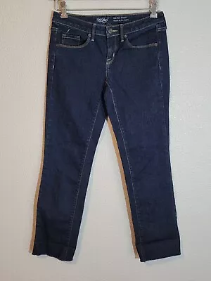 Mossimo Jeans Womens Size 0s Regular Straight Stretch Mid Rise Denim Dark Blue • $14.99