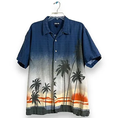Vintage Cherokee Hawaiian Shirt Men XL Blue Floral Leaf Outdoor Cotton 90s Adult • $19.36