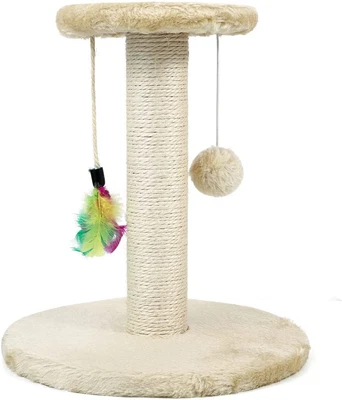 £16.54 • Buy Cat Scratching Post 36cm For Small Kitten With Sisal Rope, Feather & Hanging Toy