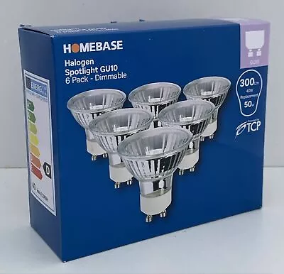 Box Of 6 Pack GU10 50W Watt Halogen Spotlight Bulbs Dimmable Homebase • £5.90