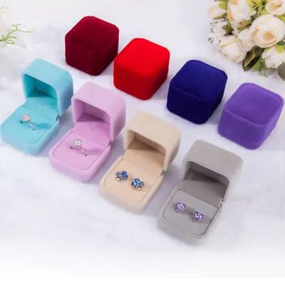 Squre Velvet Earrings Ring Box Jewelry Display Case Storage Wedding Gift Boxes • £2.99