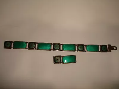 Vtg Norway David Andersen Sterling Silver Green Enamel Bracelet 6  L For Repair • $149.95