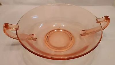 Vtg Pink Art Deco-style Glass Double-handled Bowl 8  Diameter • $12