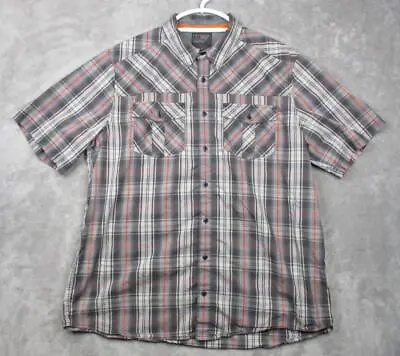 5.11 Tactical Mens Button Front Shirt Gray Red Plaid Short Sleeve Size Large • $9