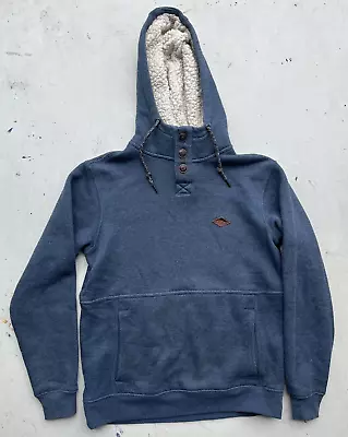 Men's Billabong Hoodie Sweatshirt Blue Solid S Henley Pocket Surf Winter Warm • $29.99
