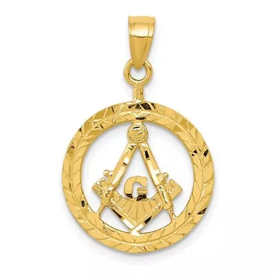 14k Yellow Gold Masonic Symbol In Wreath Charm Pendant 0.99 Inch • $160.71