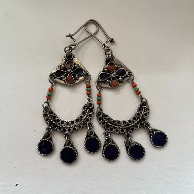 Tribal Ethnic Moroccan Earrings Vintage Handmade 65mm Long Excluding Hook • $31.56