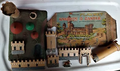 Miniature Playset Knights & Castle VINTAGE PARTS + BOX LID Marx 1960s AsPictured • $262.49