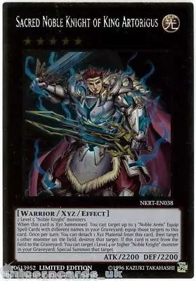 NKRT-EN038 Sacred Noble Knight Of King Artorigus Platinum Rare Mint YuGiOh Card • £2.09