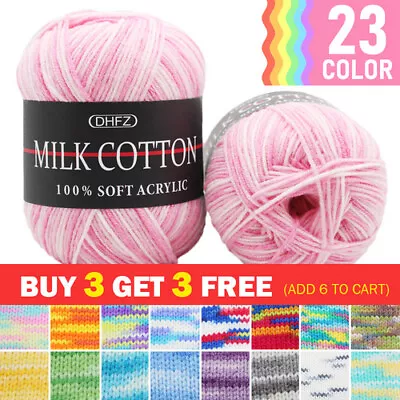 50g Mixed Job Lot Double Knitting Crochet Milk Christmas Baby Cotton Wool Yarn • £3.29