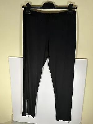 Yong Kim Black Leggings With Zip Ankle Detail  Size 14 • £13.99