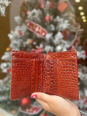 Brick-Red Genuine Crocodile Leather Wallet Men Bifold Back Skin New Double Side • $33.59