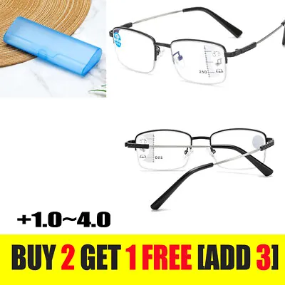 Multifocal Progressive Photochromic Varifocal Titanium Reading Glasses Anti-blue • £11.11