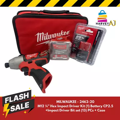 Milwaukee M12 Hex Impact Driver 2462-20 Combo Free Bir Set / Battery CP 2.5 New • $71