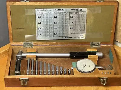 MITUTOYO DIAL BORE GAUGE WITH CASE AND ANVILS MACHINIST TOOL 2.4-4.0 No.511-106 • $300