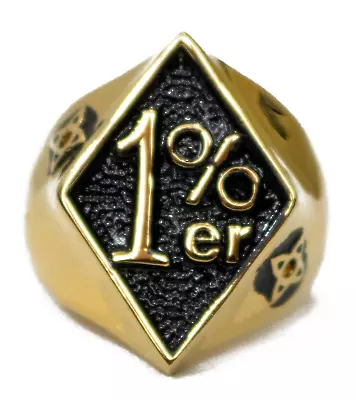 1%er One Percent Outlaw Biker Ring Gold Stainless Sz 89101112131415 • £15.43