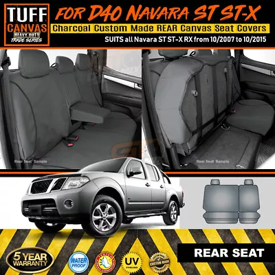 TUFF HD TRADE Canvas REAR Seat Covers Navara D40 ST ST-X 10/2007-10/2015 CHARC • $158.86