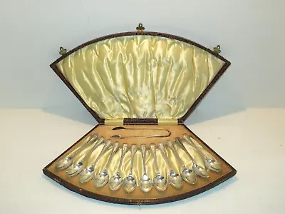 13 Pcs 1890-1910's William Hair Haseler-Liberty & Co? EPNS  Set W/ Clam/Fan Box • $175